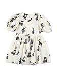 Платье Mini Rodini с принтом нот, белый - фото 2