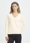 Джемпер ICHI LULS V-NECK, Birch/Off-White - фото