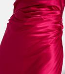 Шелковое атласное платье с кружевной отделкой и драпировкой The Sei, Raspberry - фото 5