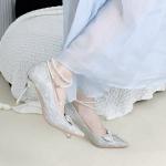 Ainer-cat Ainer cat Slim Heel High Heels 8cm Women's Silver - фото 6