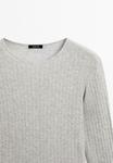 Джемпер Massimo Dutti LONG SLEEVE WITH OPENWORK DETAIL, Grey - фото 7