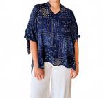 Бохо топ с узором пейсли - плюс в цвете Navy Reneec. - фото 3