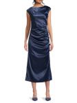 Платье-миди Irma Satin Ruched Area Stars, темно-синий - фото