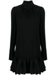 Rabanne платье мини с оборками, черный - фото