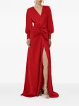 Макси-платье с драпировкой и V-образным вырезом Framboise, красный - фото 2