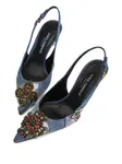 Декорированные туфли из денима DOLCE & GABBANA, синий - фото 3