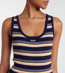 Платье миди из хлопка в полоску Prada, Bleu - фото 4