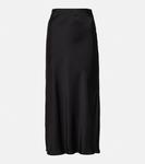 Юбка миди из атласа BRUNELLO CUCINELLI, черный - фото