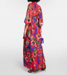 Шелковый халат с цветочным принтом Dolce&Gabbana, мультиколор - фото 3