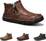 Мотоциклетные ботинки - мотоциклетная обувь с широким носком, водонепроницаемые, ручная прошивка из кожи для походов и вождения Generic, коричневый - фото