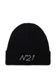 Шапка бини в рубчик Nº21 Kids, черный - фото