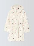 Детский халат из флиса с мини-сердечками John Lewis, Off White - фото 5
