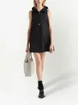Платье мини с капюшоном и логотипом Prada, черный - фото 2