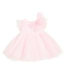 Детское тюлевое платье в горошек с бантом Monnalisa, розовый - фото