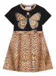 Платье с принтом бабочки и ягуара Roberto Cavalli, черный - фото