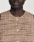 Женский твидовый топ Sandro, коричневый - фото 5