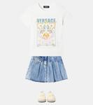 Юбка из денима с вышивкой Versace Kids, Blue+Beige - фото 2