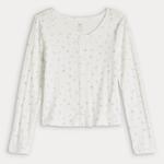 Длинный топ с пуговицами для девочек 6-20 лет, размеры regular и plus So, White Floral - фото