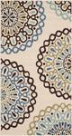 Ковер SAFAVIEH, 61 x 110 см, Veranda Collection Cream/Blue VER092 для дома и улицы, легко чистится, для патио, заднего двора, прихожей - фото