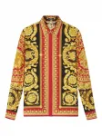 Шелковая рубашка с принтом Barocco VERSACE, красный - фото