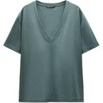 ZARA Футболка женская серо-зеленая - фото