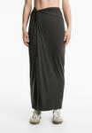 Юбка OYSHO SOFT TOUCH FLOATY KNOTTED MIDI, Dark Grey - фото