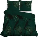 Постельное белье сатин 180х200 листья темно-зеленые Detexpol - фото 2