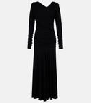 Платье макси с рюшами Ganni, черный - фото