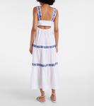 Каннское вышитое хлопковое платье макси Heidi Klein, Wht-Blu - фото 3