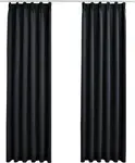 Плотные шторы с крючками, 2 шт., черные, 140x175 см vidaXL - фото