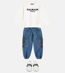 Толстовка из хлопкового джерси с логотипом Balmain, белый - фото 2