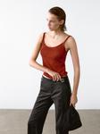 Укороченный топ в рубчик Massimo Dutti, Burnt Orange - фото 4