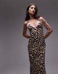 Платье мидакси Nia Jasmine с леопардовым принтом бежевого цвета - фото 3