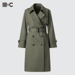 Плащ UNIQLO длинный, 56 оливковый - фото