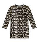Платье из хлопка с логотипом Balmain, черный - фото 3