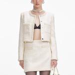 Self-portrait Жакет с отделкой из букли, Ivory White - фото 4