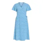 Платье Vila Lovie Wrap short sleeve midi, синий - фото 3
