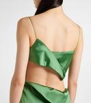 Элегантное сатиновое мини-платье Elica Jacquemus, Green 2 - фото 5
