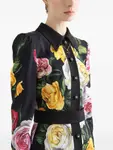 Платье-рубашка с цветочным принтом DOLCE & GABBANA, черный - фото 4