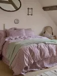 Постельное белье Piglet in Bed Gingham Linen Blend, цвет elderberry - фото