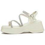 Женские сандалии на одной бляшке TATA, цвет экрю/серебро - фото 2