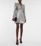 Мини-платье Libby с отделкой и сборками Costarellos, серебряный - фото 2