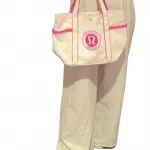 Lululemon Хлопковая сумка из холста, Pink & White - фото 4