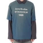 Футболка с принтом логотипа Acne Studios, темно-синий - фото 6