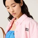 Плащ-бомбер из поплина MIU MIU, розовый алебастр - фото 4