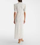 Платье миди из шёлка в горошек Alessandra Rich, White-Navy Blue - фото 3