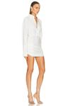 Платье мини Norma Kamali Oversized Shirt Shirred Bottom, цвет Snow White - фото 2