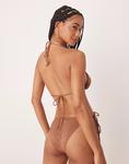 Текстурированный верх бикини Stradivarius коричневого цвета - фото 3