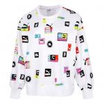 Свитер full print logo loose round neck pullover hoodie white Puma, белый - фото