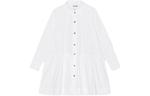 Мини-платье-рубашка с декоративными швами GANNI, белый - фото